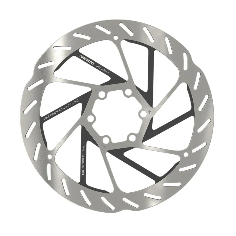 SRAM HS2 6-bolt Rounded Brake Rotor w/ Steel Bolts in Silver