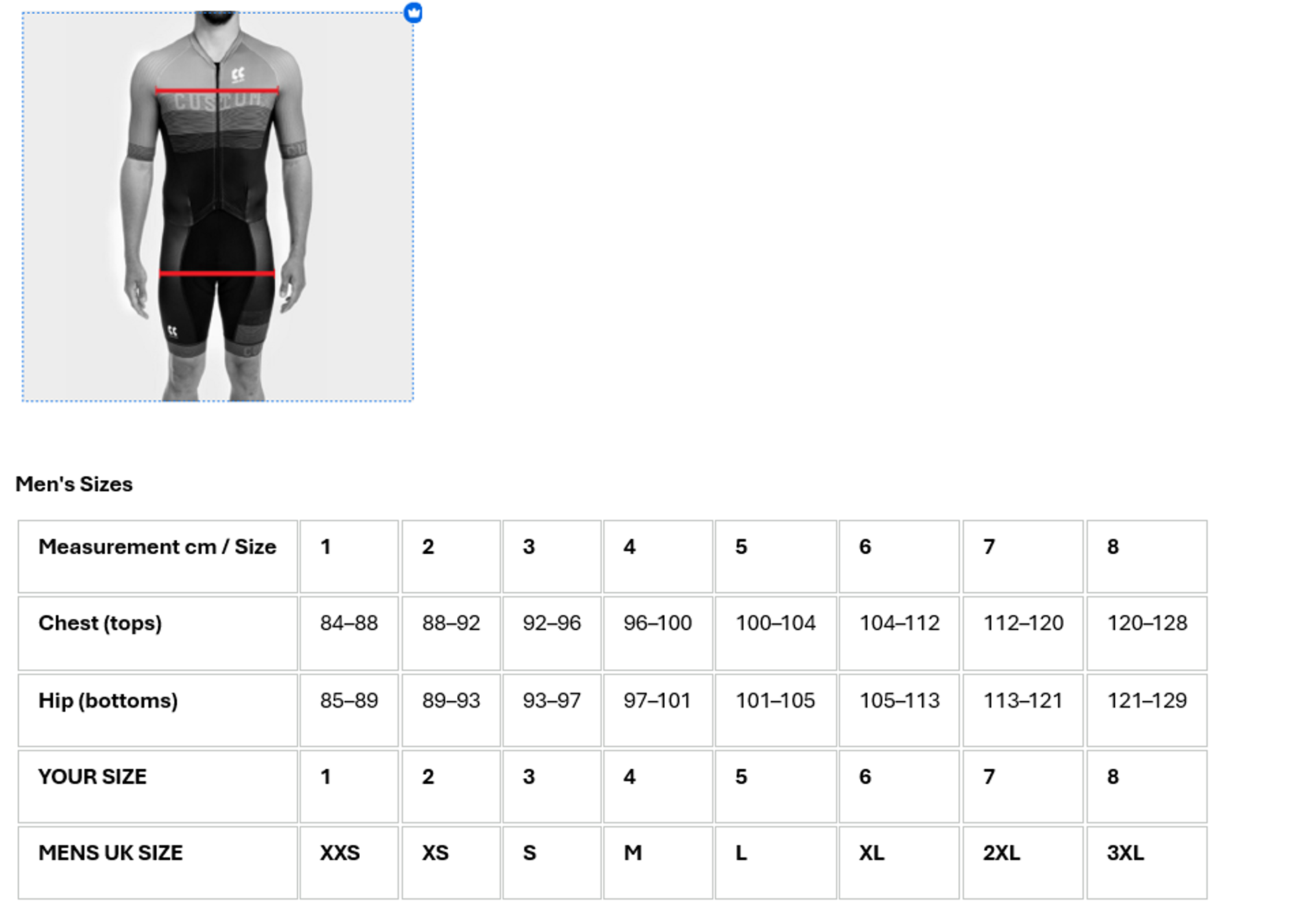 Mens Size Guide