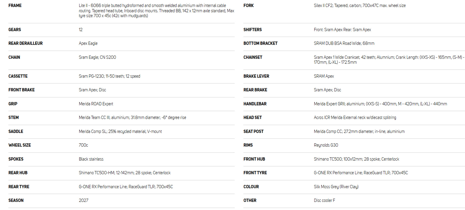 Merida Silex 500 Specs