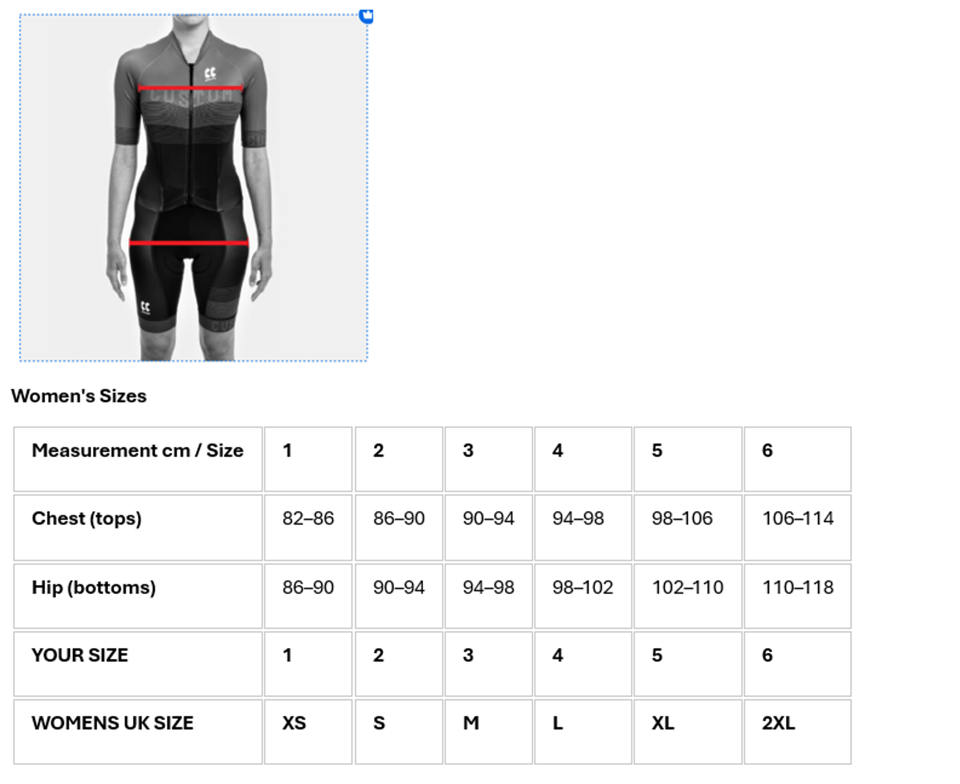 Womens Size Guide