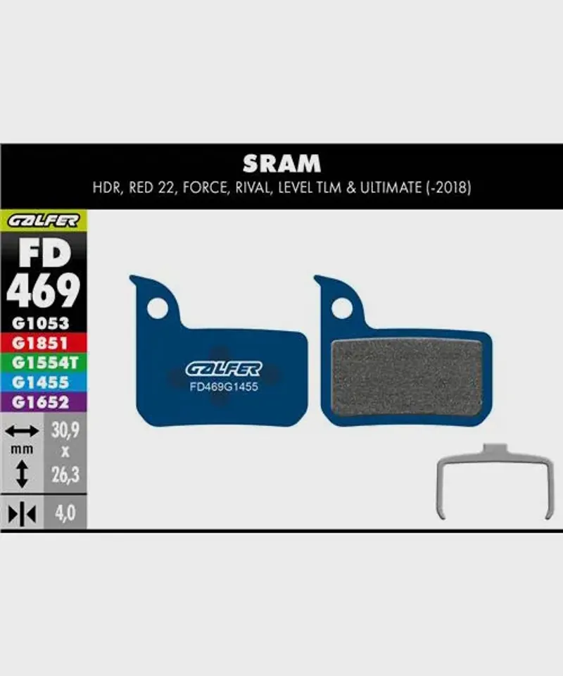 Galfer Road Disc Brake Pad SRAM RED 22 - LEVEL