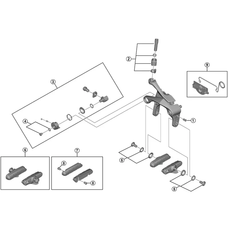 Shimano BRBX BR-R7000 R55C4 Cart Type PR BK Black pair-1